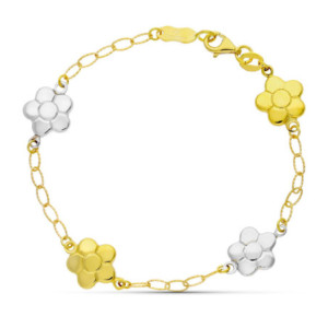 18k Pulsera Oro Bicolor...