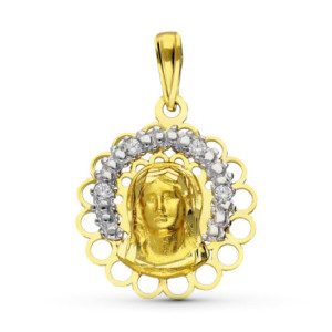18k Medalla Oro Bicolor...