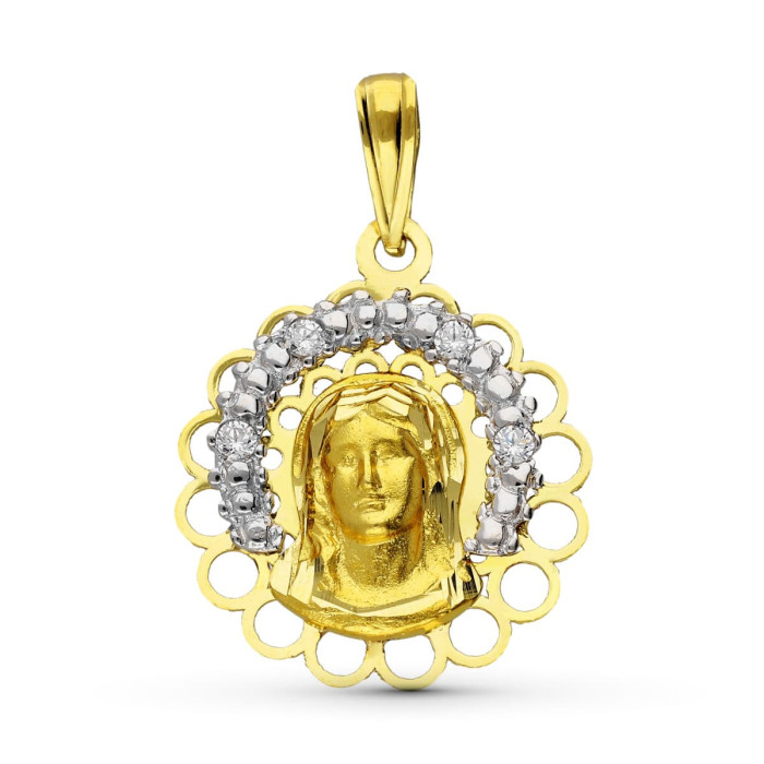 18k Medalla Oro Bicolor Virgen NiÑa 19x17 Mm | Joyería Gimeno | Tu joyería de confianza en Valencia