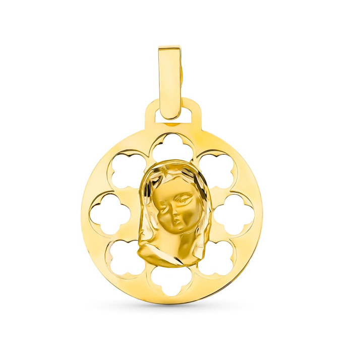 18k Medalla Oro Amarillo Virgen NiÑa Calada 18 Mm | Joyería Gimeno | Tu joyería de confianza en Valencia