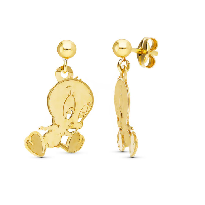 18k Pendientes Oro Amarillo Bola Lisa 2.50 Mm Piolin Saltando 17x10 Mm Cierre Presion | Joyería Gimeno | Tu joyería de confianza en Valencia