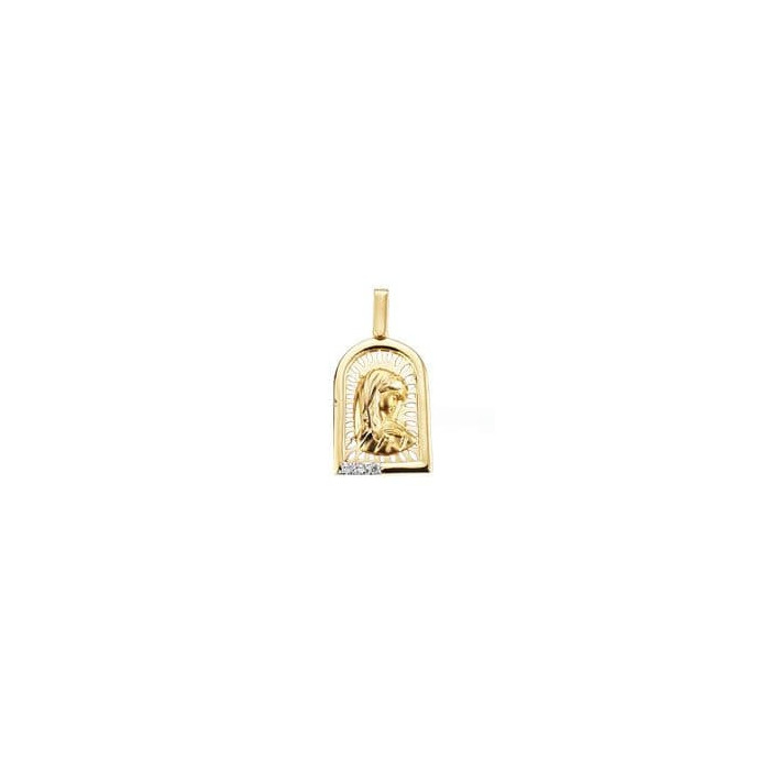 18k Medalla Oro Amarillo Diamantes Talla Brillante 0.039  Qts. 24x15 Mm | Joyería Gimeno | Tu joyería de confianza en Valencia