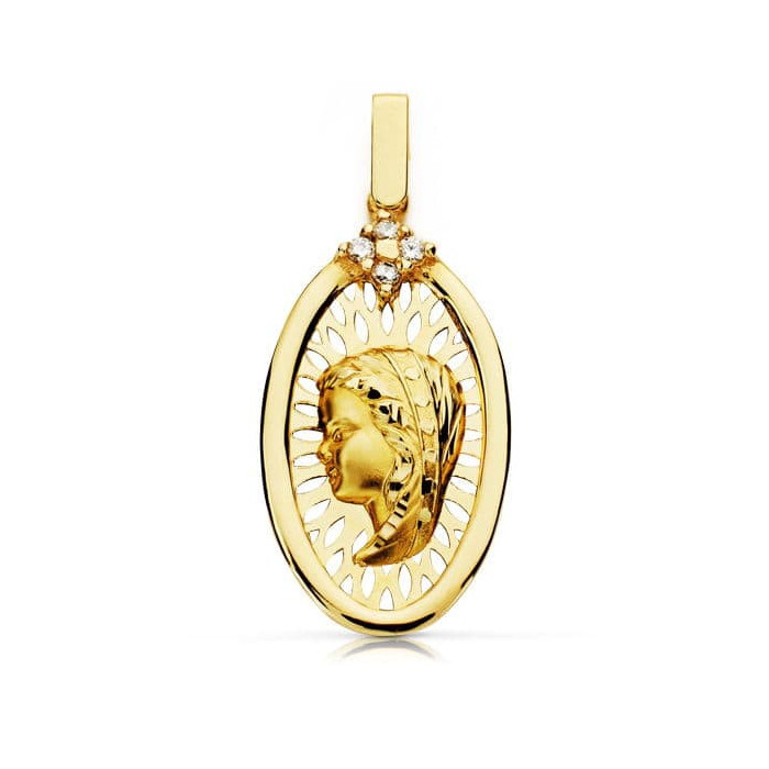 18k Medalla Oro Amarillo Diamantes Talla Brillante 0.10  Qts. 29x14 Mm | Joyería Gimeno | Tu joyería de confianza en Valencia