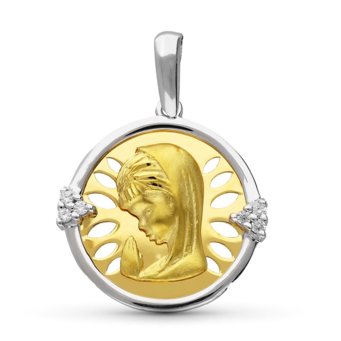 18k Medalla Oro Bicolor Virgen NiÑa 21x20 Mm | Joyería Gimeno | Tu joyería de confianza en Valencia
