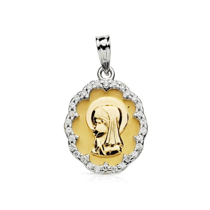 18k Medalla Virgen NiÑa Circonitas 20x14 Mm | Joyería Gimeno | Tu joyería de confianza en Valencia