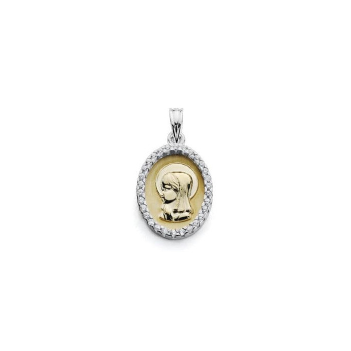 18k Medalla Virgen NiÑa Circonitas 20x13 Mm | Joyería Gimeno | Tu joyería de confianza en Valencia