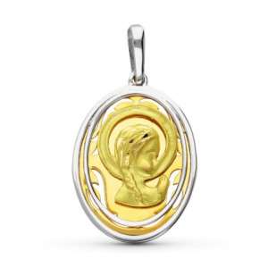 18k Medalla Oro Bicolor...
