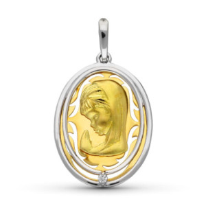18k Medalla Oro Bicolor...