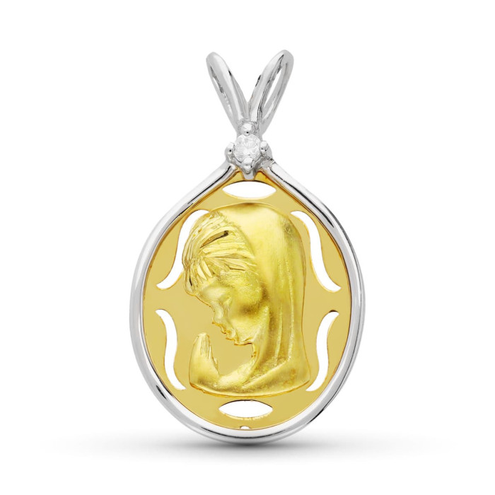 18k Medalla Oro Bicolor Virgen NiÑa 27x15 Mm | Joyería Gimeno | Tu joyería de confianza en Valencia