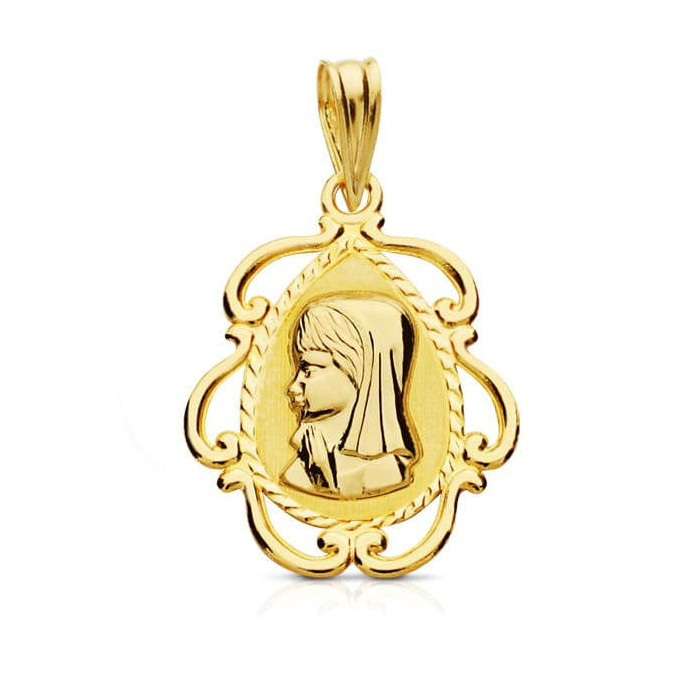 18k Medalla Virgen NiÑa Lagrima 22x16 Mm | Joyería Gimeno | Tu joyería de confianza en Valencia