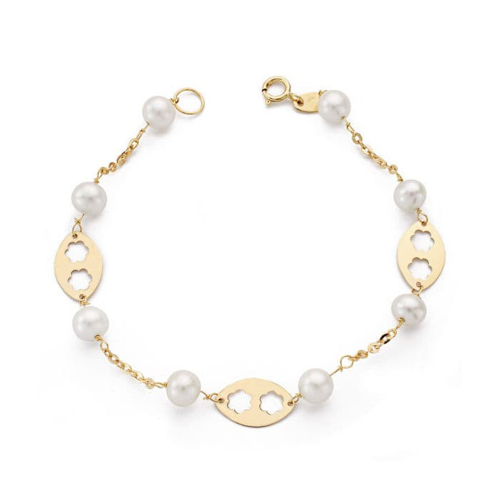 18k Pulsera Comunion Perla 5.5 Mm 17.5cm | Joyería Gimeno | Tu joyería de confianza en Valencia
