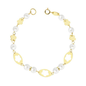 18k Pulsera Comunion Perla...
