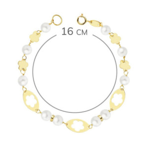 18k Pulsera Comunion Perla...