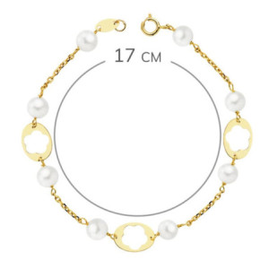 18k Pulsera Comunion Perla...