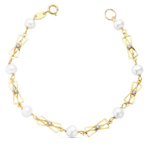 18k Pulsera Perla 5 Mm 16 Cm