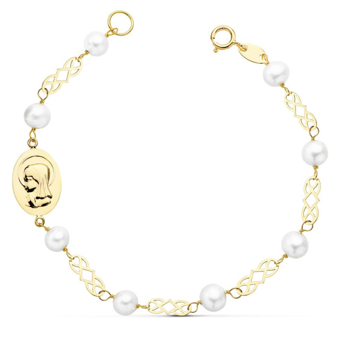 18k Pulsera Comunion Perla 5 Mm 16.5cm | Joyería Gimeno | Tu joyería de confianza en Valencia