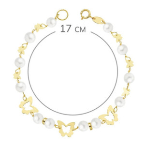 18k Pulsera Comunion Perla...