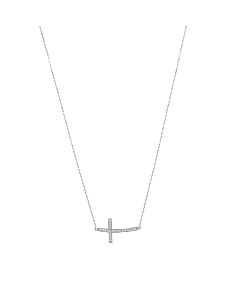 Collar MUA MUA cruz acostada plata | Joyería Gimeno | Tu joyería de confianza en Valencia