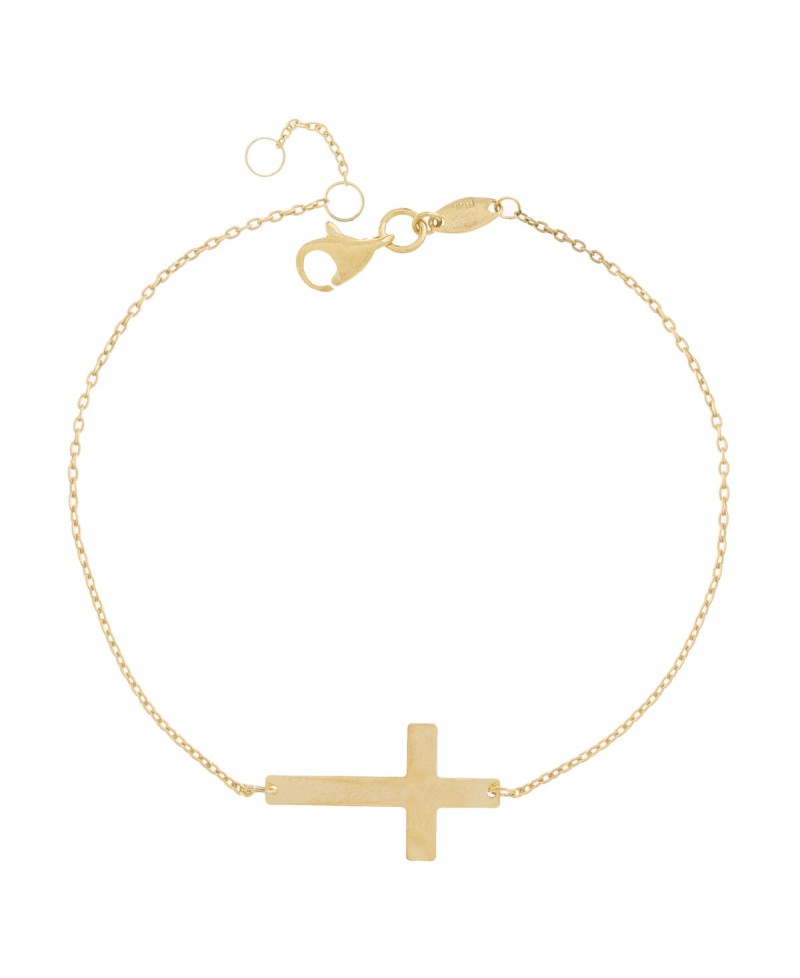 Pulsera MUA MUA cruz acostada dorada | Joyería Gimeno | Tu joyería de confianza en Valencia