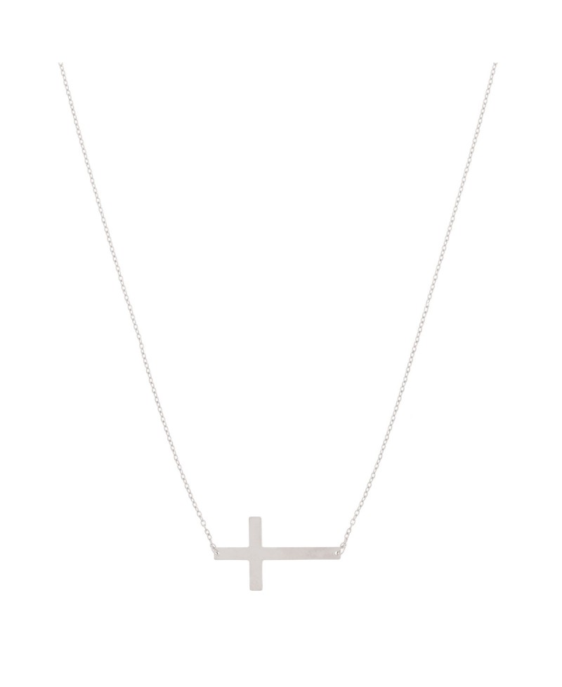 Gargantilla MUA MUA curz acostada plata | Joyería Gimeno | Tu joyería de confianza en Valencia
