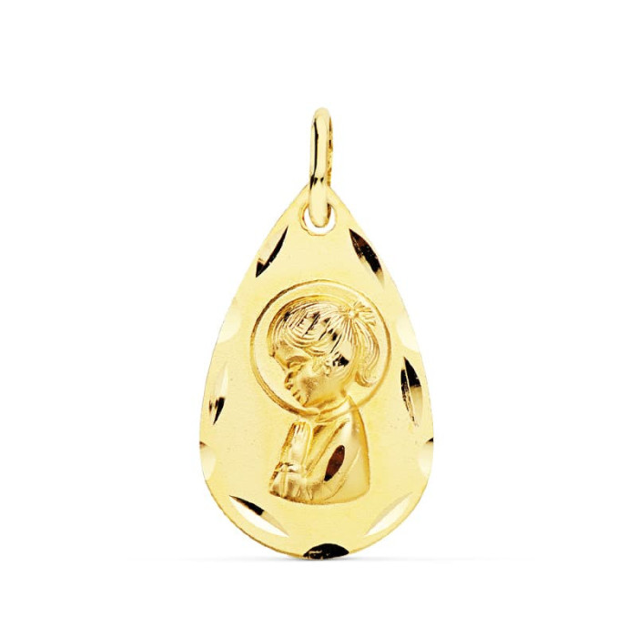 18k Medalla Virgen NiÑa Lagrima 19x11 Mm | Joyería Gimeno | Tu joyería de confianza en Valencia
