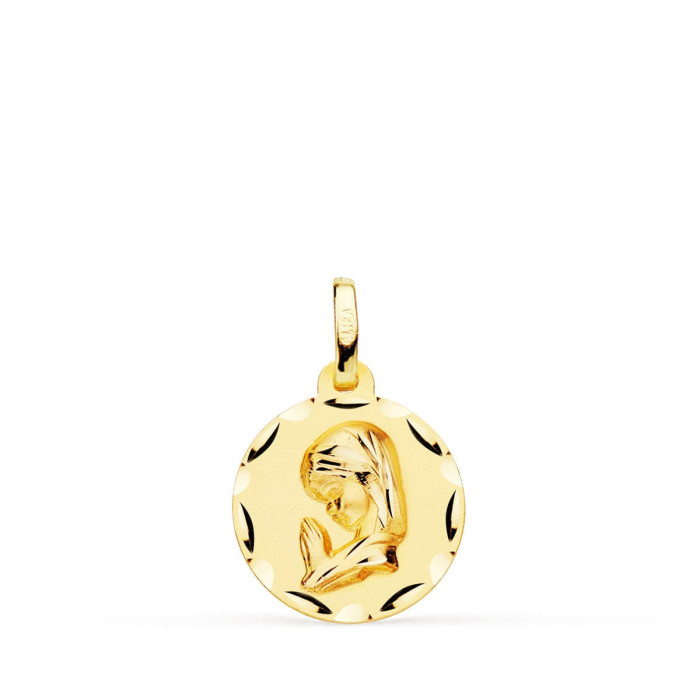 18k Medalla Oro Amarillo Virgen NiÑa Tallada 14 Mm | Joyería Gimeno | Tu joyería de confianza en Valencia