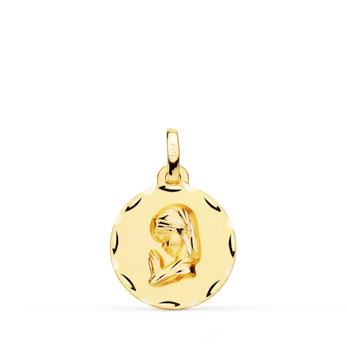 18k Medalla Oro Amarillo Virgen NiÑa Tallada 16 Mm | Joyería Gimeno | Tu joyería de confianza en Valencia