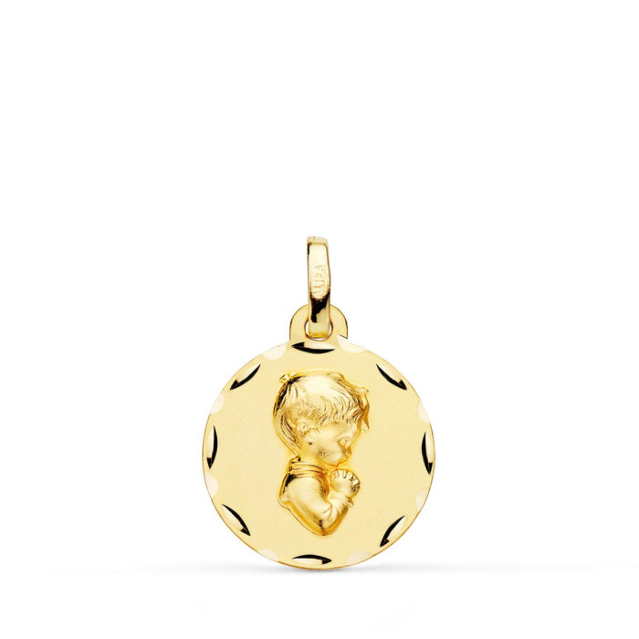 18k Medalla NiÑo De Comunion Perfil Tallada 16 Mm | Joyería Gimeno | Tu joyería de confianza en Valencia
