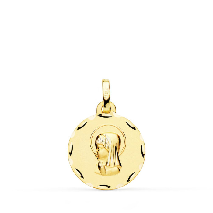 18k Medalla Oro Amarillo Virgen NiÑa Tallada 16 Mm | Joyería Gimeno | Tu joyería de confianza en Valencia