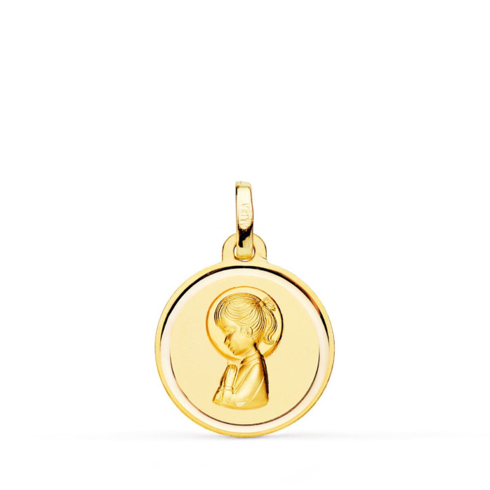 18k Medalla Oro Amarillo Virgen NiÑa Bisel 16 Mm | Joyería Gimeno | Tu joyería de confianza en Valencia