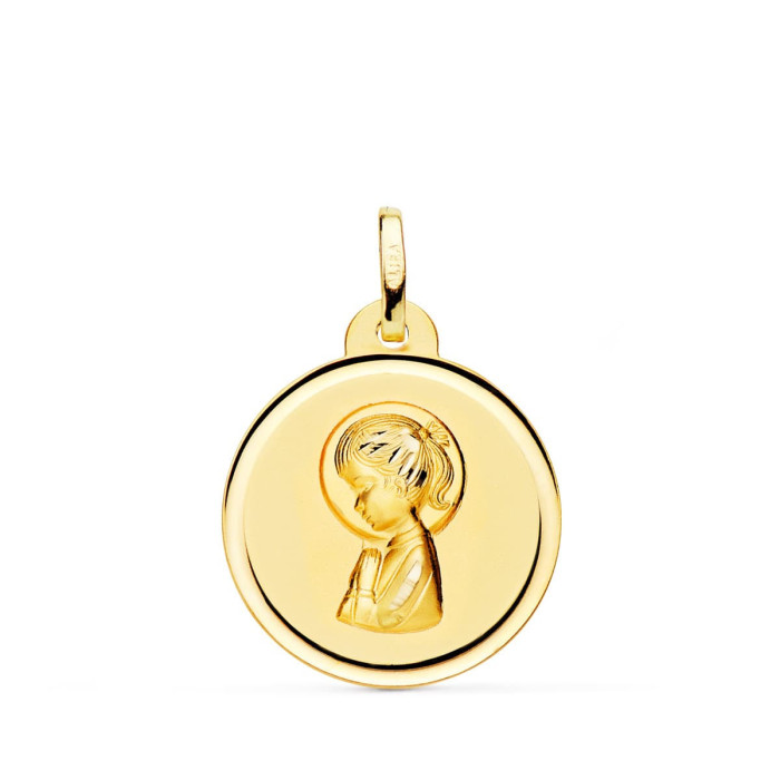 18k Medalla Oro Amarillo Virgen NiÑa Bisel 20 Mm | Joyería Gimeno | Tu joyería de confianza en Valencia