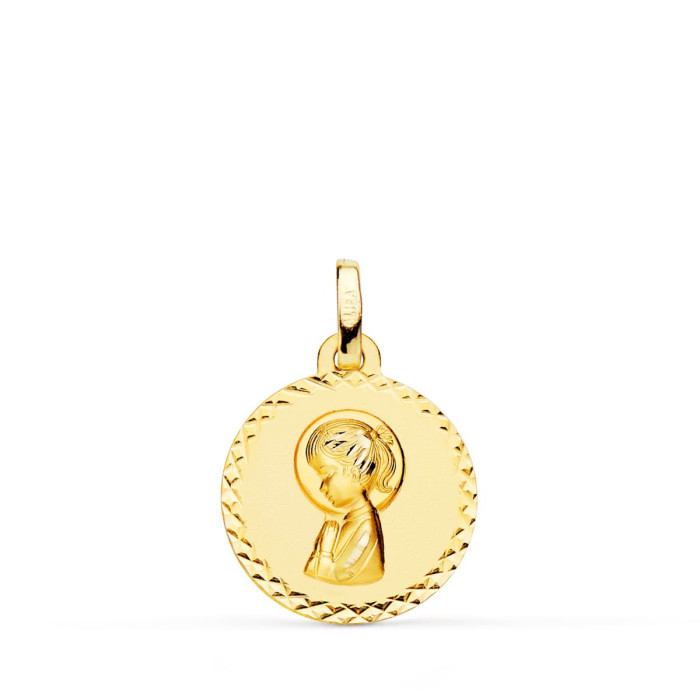 18k Medalla Oro Amarillo Virgen NiÑa Talla Cruzada 16 Mm | Joyería Gimeno | Tu joyería de confianza en Valencia