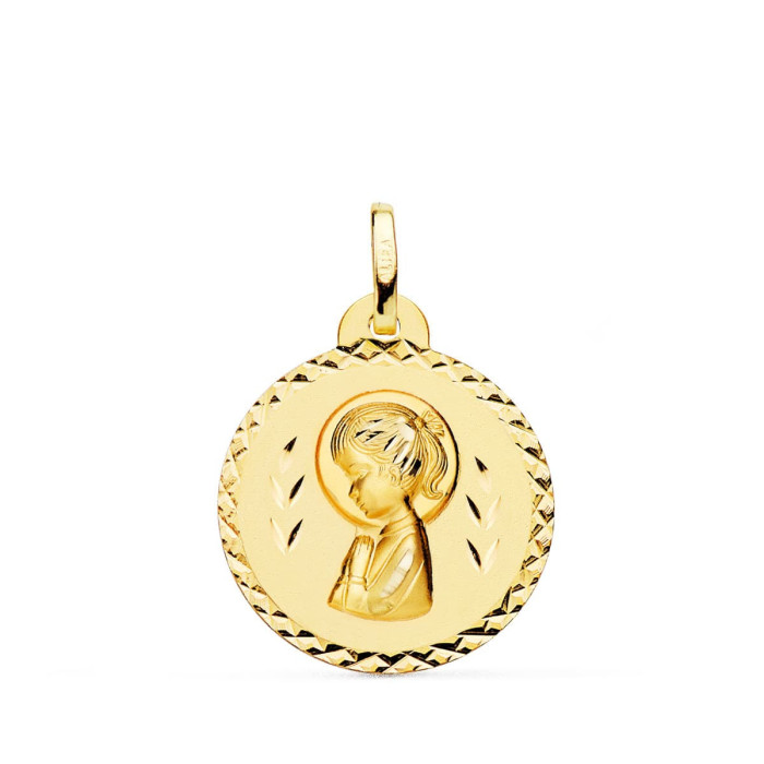 18k Medalla Oro Amarillo Virgen NiÑa Talla Cruzada 20 Mm | Joyería Gimeno | Tu joyería de confianza en Valencia