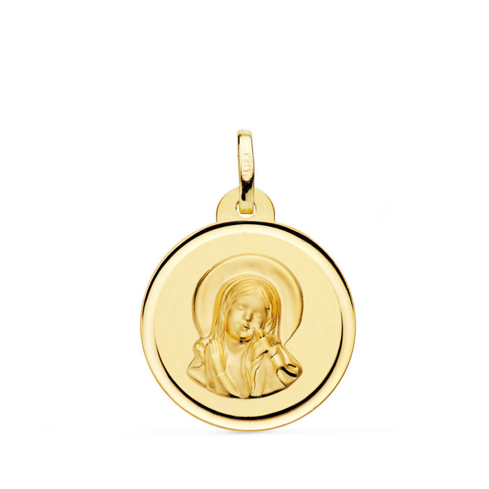 18k Medalla Virgen Maria Y Espiritu Santo Bisel 20 Mm | Joyería Gimeno | Tu joyería de confianza en Valencia