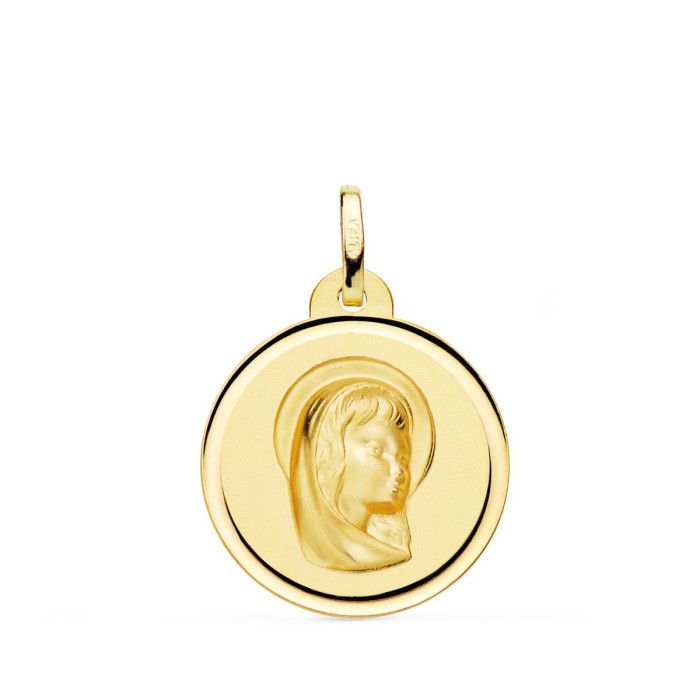 18k Medalla Oro Amarillo Virgen NiÑa Bisel 16 Mm | Joyería Gimeno | Tu joyería de confianza en Valencia