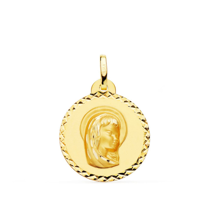 18k Medalla Oro Amarillo Virgen NiÑa Talla Cruzada 20 Mm | Joyería Gimeno | Tu joyería de confianza en Valencia