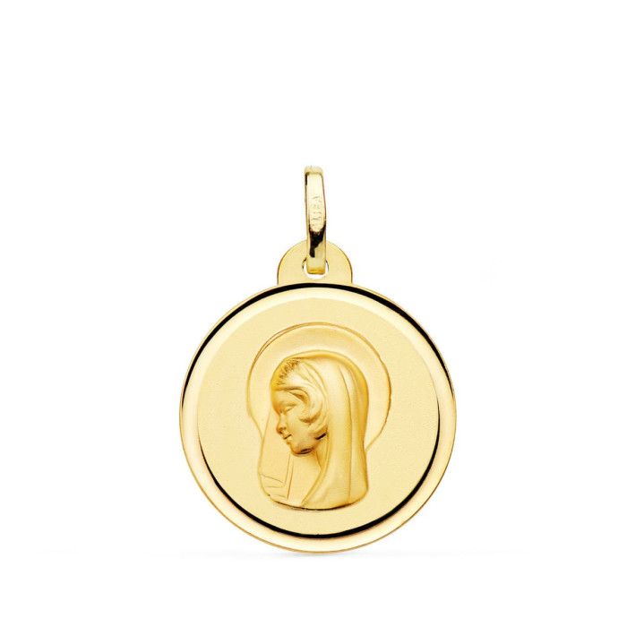 18k Medalla Virgen Maria ( Regina Caelorum ) Bisel 16 Mm | Joyería Gimeno | Tu joyería de confianza en Valencia