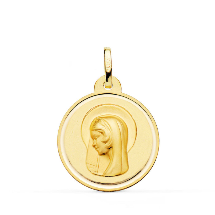 18k Medalla Virgen Maria ( Regina Caelorum ) Bisel 22 Mm | Joyería Gimeno | Tu joyería de confianza en Valencia