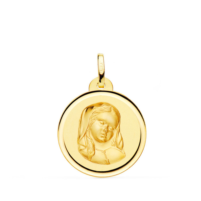 18k Medalla Oro Amarillo Virgen NiÑa Rezando Bisel 16 Mm | Joyería Gimeno | Tu joyería de confianza en Valencia