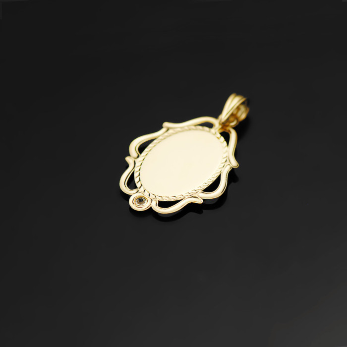 18k Medalla Virgen NiÑa Cerco Calado Brillo Con Circonita 24x17 Mm | Joyería Gimeno | Tu joyería de confianza en Valencia