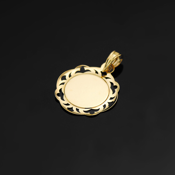18k Medalla Virgen NiÑa Cerco Calado En Brillo 20x18 Mm | Joyería Gimeno | Tu joyería de confianza en Valencia
