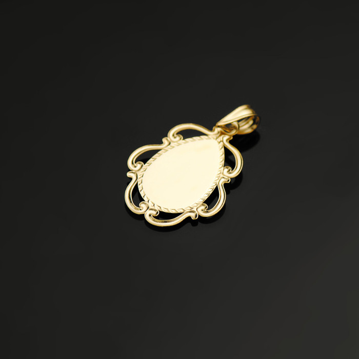 18k Medalla Virgen NiÑa Cerco Calado En Brillo . 22 X 16 Mm | Joyería Gimeno | Tu joyería de confianza en Valencia