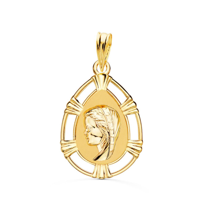 18k Medalla Virgen NiÑa Lagrima 23x15 Mm | Joyería Gimeno | Tu joyería de confianza en Valencia