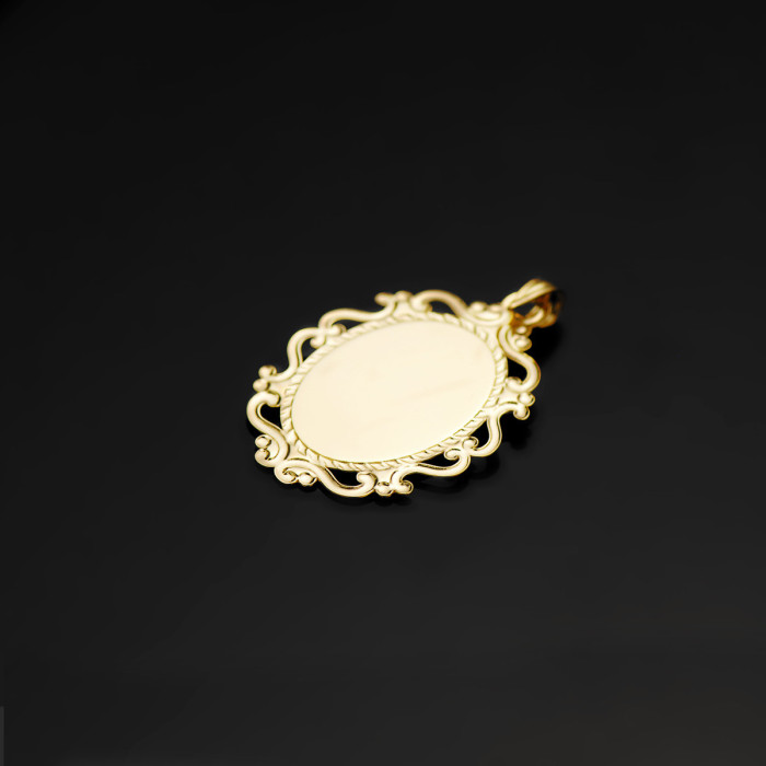 18k Medalla Virgen NiÑa Perfil Cerco Calado Brillo. 23 X 16 Mm | Joyería Gimeno | Tu joyería de confianza en Valencia