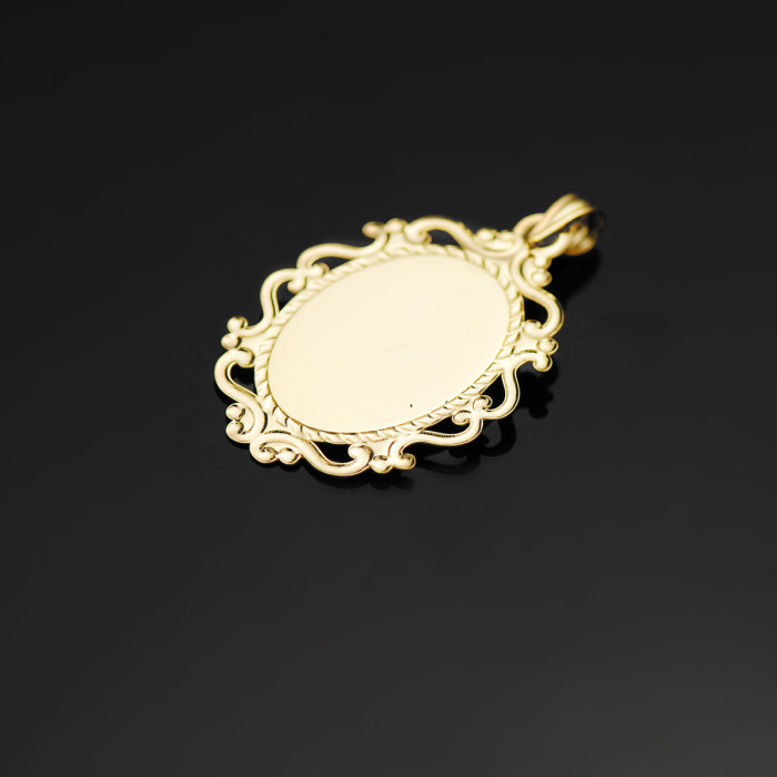 18k Medalla Virgen NiÑa Cerco Calado En Brillo 31x21 Mm | Joyería Gimeno | Tu joyería de confianza en Valencia