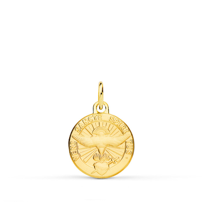 18k Medalla Oro Amarillo Espiritu Santo Latin Matizadda 14 Mm | Joyería Gimeno | Tu joyería de confianza en Valencia