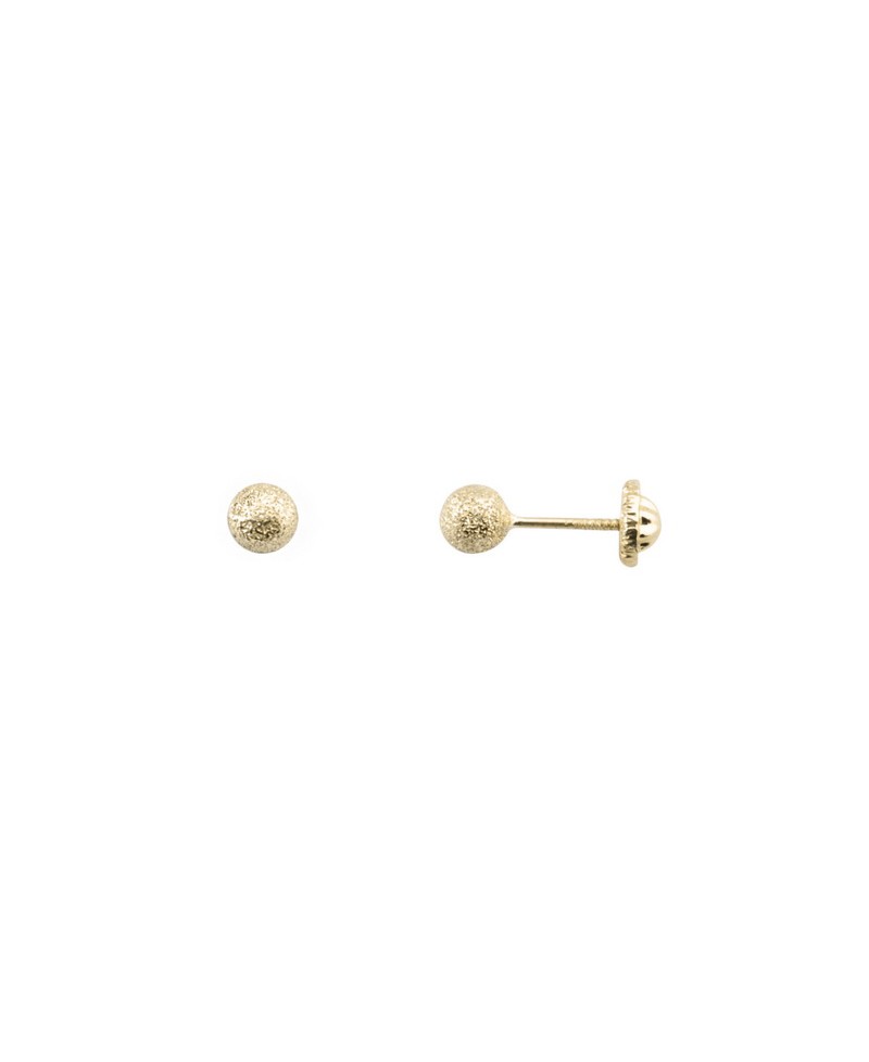 Pendiente dormilon bola mate-brillo oro 4mm | Joyería Gimeno | Tu joyería de confianza en Valencia