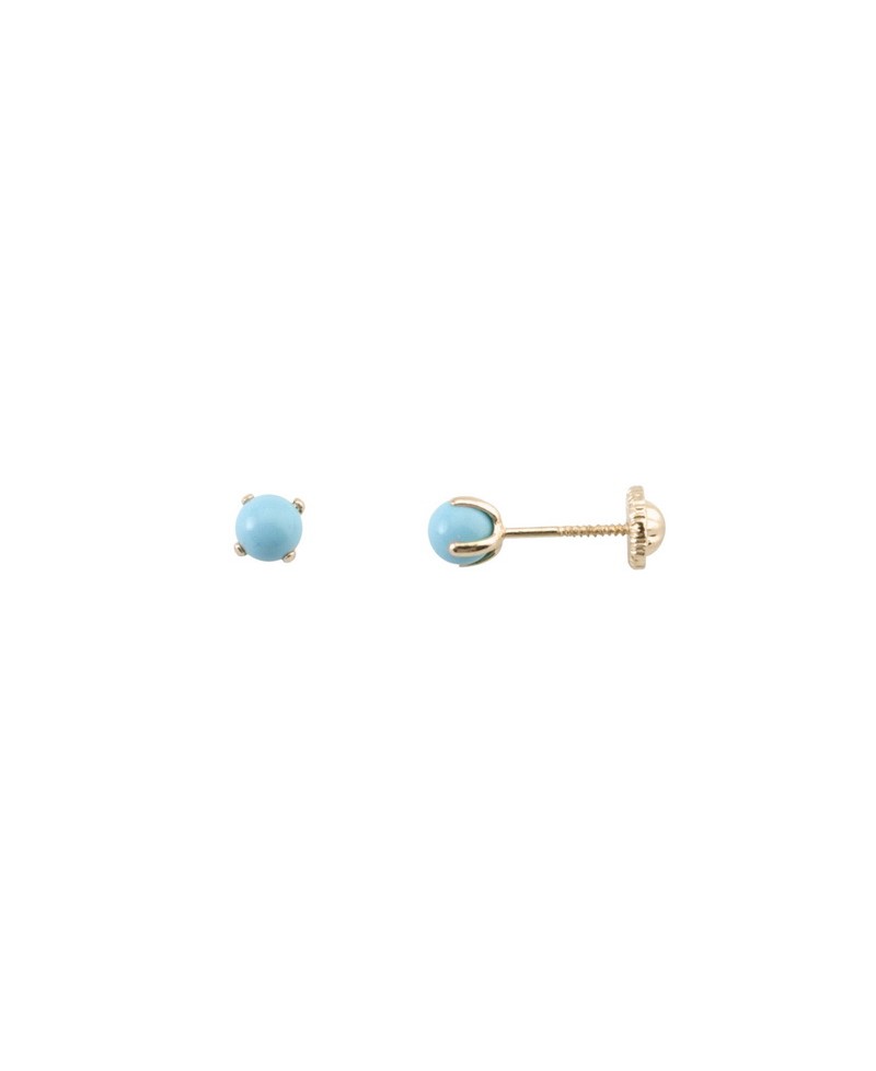 Pendiente dormilón bebe coral azul oro | Joyería Gimeno | Tu joyería de confianza en Valencia
