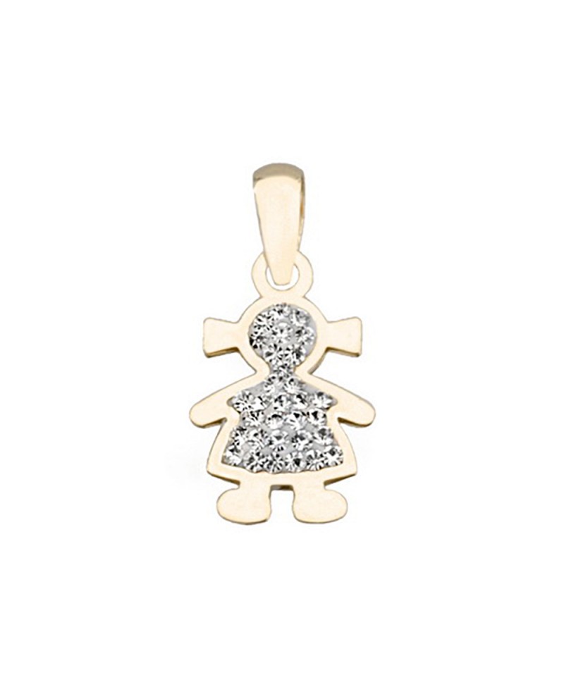 Colgante Niña Dos Colores Oro Amarillo 18K Y Circonitas | Joyería Gimeno | Tu joyería de confianza en Valencia