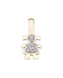 Colgante Niña Dos Colores Oro Amarillo 18K Y Circonitas Joyería Gimeno